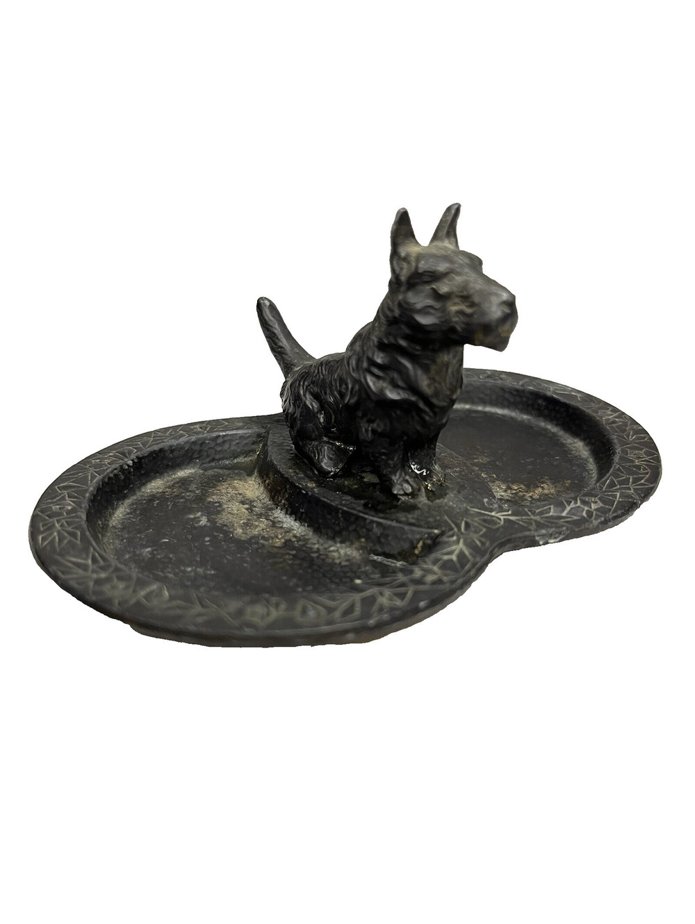 VTG Tobacciana Terrier Scottie Dog Metal Ashtray Trinket Dish Occupied Japan